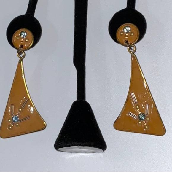 Artisan Crafted Post and Clutch Dangle Earrings With Blue Shiny Stones - Picture 13 of 13